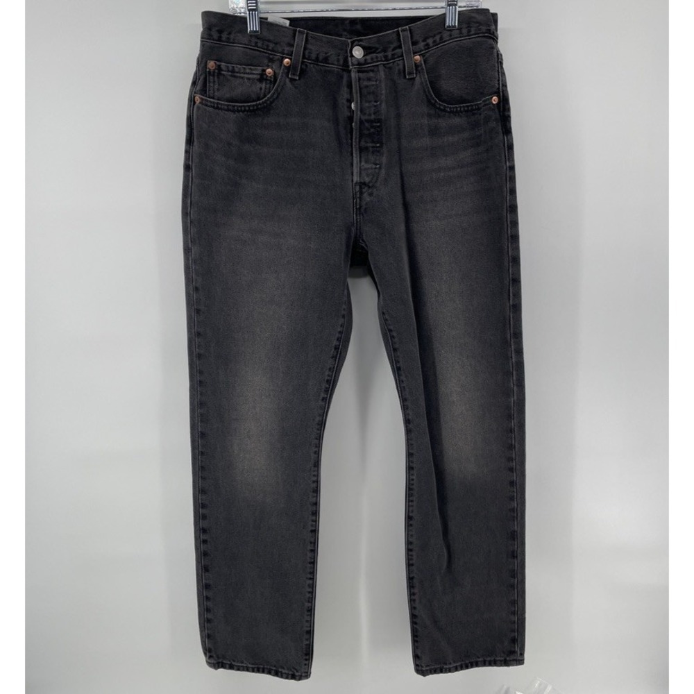 Levi's 501 Jeans Mens Faded Black Regular Fit Button Fly Solid 30x30